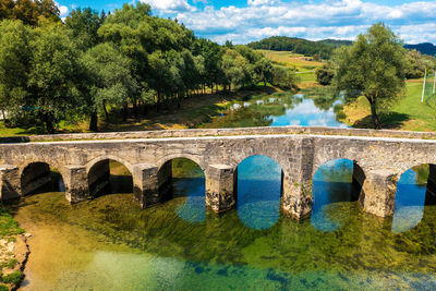 Bridge over river against sky