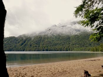 Scenic view of lake against sky