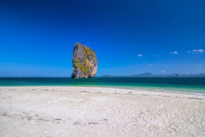 Scenic view of sea against blue sky