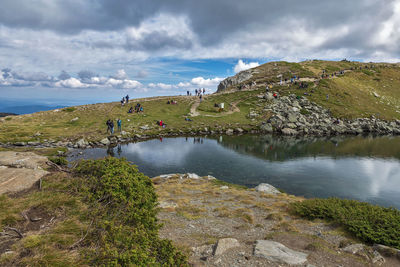 Scenic view of lake against sky