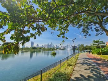 Scenic view of lake against sky