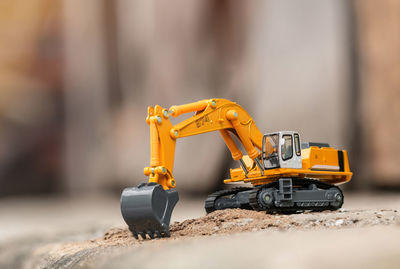 Close-up of toy bulldozer