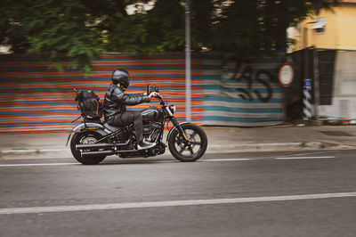 Close-up of car on street