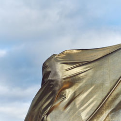 Man covered with fabric against sky