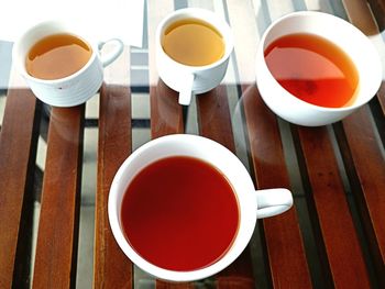 Close-up of different types of tea on table