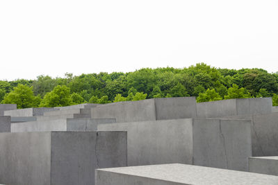 View of stone wall against clear sky