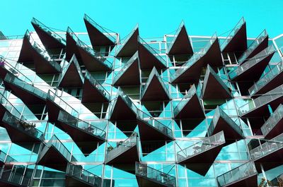 Low angle view of building against blue sky