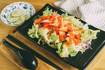 Close-up of food on table