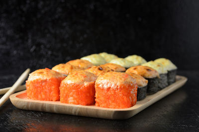 Close-up of food on table