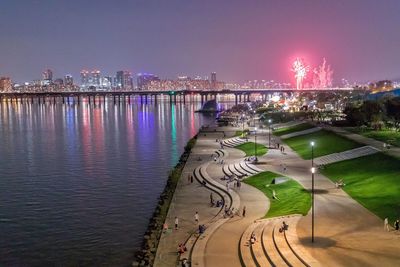 Illuminated city at night