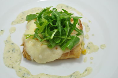 High angle view of meal served in plate