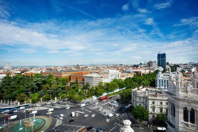 High angle view of cityscape against sky