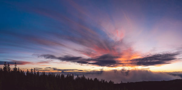 Scenic view of dramatic sky during sunset