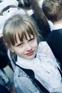 Close-up portrait of girl with blue eyes