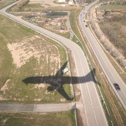 High angle view of cars on road in city