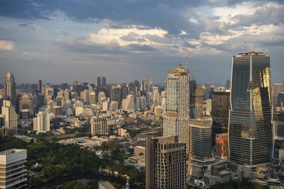 Aerial view of cityscape against sky