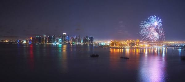 Illuminated city at night