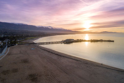 Sunrise in santa barbara, california. ocean and beautiful sky in background