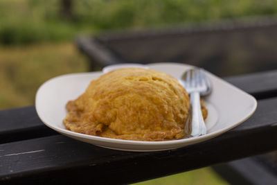 Close-up of breakfast on table