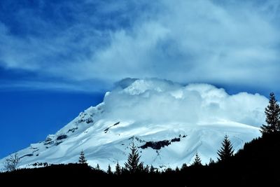 Low angle view of silhouette mountain against sky