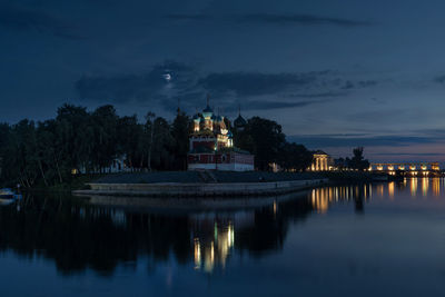 View of illuminated church at night