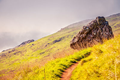 Scenic view of land against sky