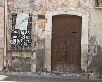 Closed door of old building