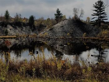 Scenic view of lake against sky