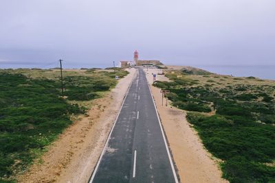 High angle view of road leading towards lighthouse