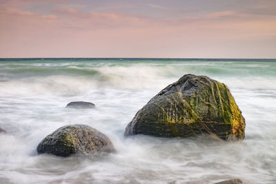 The storm is comming. evening baltic sea coast on the island ruegen, germany.