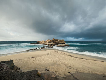 Scenic view of beach against sky