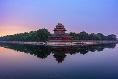 Reflection of building in lake