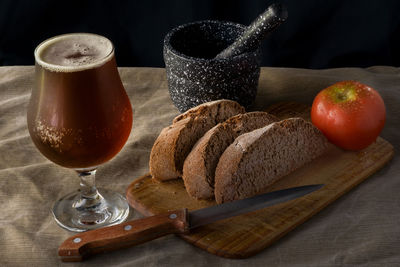 Close-up of breakfast on table