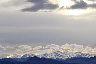 Panoramic view of snow covered mountain range