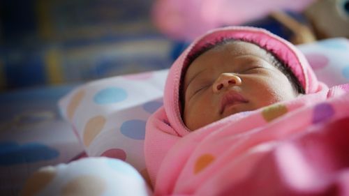 Close-up of a baby sleeping