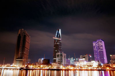 Illuminated cityscape at night
