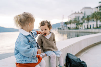 Portrait of smiling girl looking away