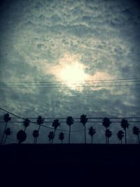 Low angle view of cloudy sky at sunset