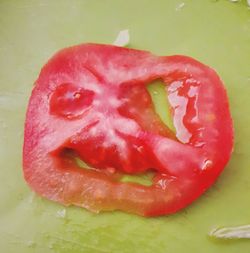 High angle view of red bell peppers