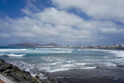 View of sea against cloudy sky