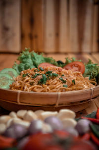 Close-up of food served in plate