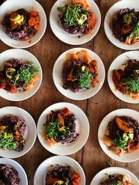 High angle view of food on table