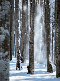 Scenic view of snow covered land during winter