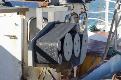 Close-up of ship in sea