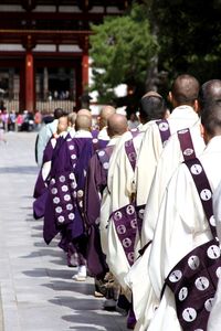 Monks walking in shrine