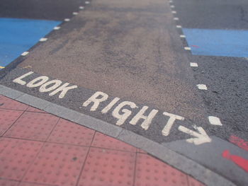 Close-up of text on road