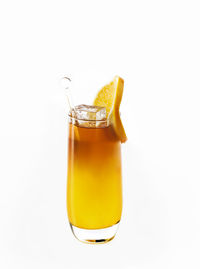 Close-up of drink against white background