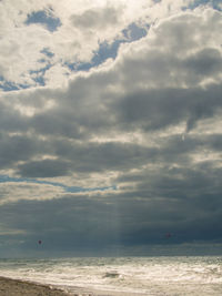 Scenic view of sea against cloudy sky