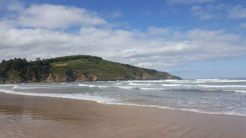 Scenic view of beach against sky