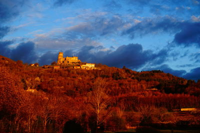 Scenic view of landscape against cloudy sky